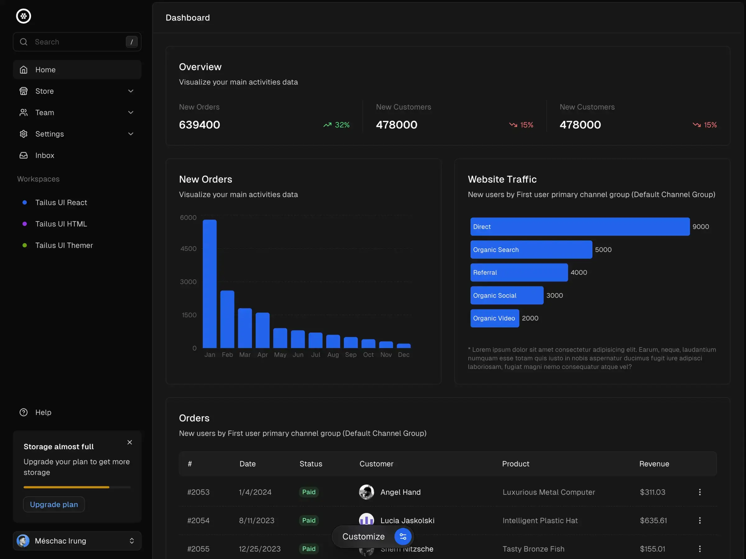 Tailark hero section